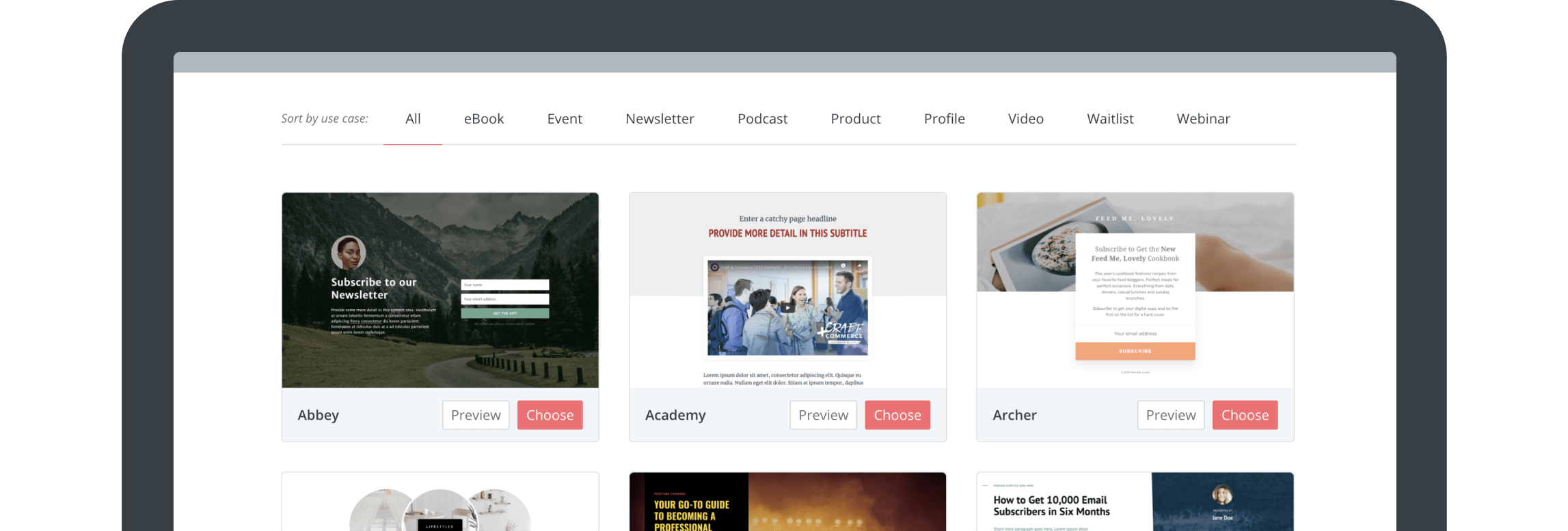 A sneak peek into our landing page templates
